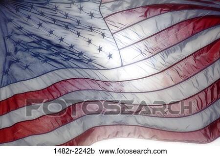 Stock Image - USA, Washington State, Point No Point, Hansville, American Flag. Fotosearch