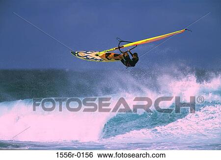 Windsurfing, Hawaii, USA View Large Photo Image Stock Photograph - Windsurfing, Hawaii, USA. Fotosearch