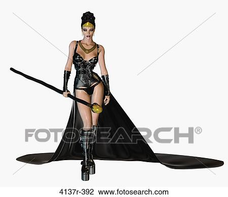 Stock Image - Woman dressed in a vinyl corset. Fotosearch
