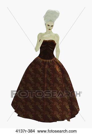 Picture - Young lady dressed in a gown. Fotosearch