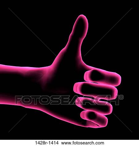Picture - 3D Computer Illustration of pink hand giving thumbs up sign. Fotosearch