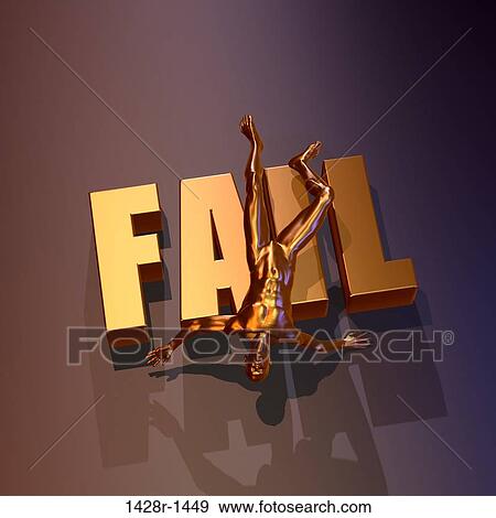 FAIL Block letters with fallen golden man View Large Photo Image Stock Photo - FAIL Block letters with fallen golden man. Fotosearch