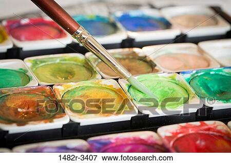 Paints and Brush View Large Photo Image Stock Photo - Paints and Brush. Fotosearch