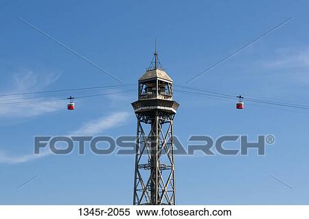Spain, Barcelona, Cable Car Tower, Torre de Jaume I View Large Photo Image Stock Photography - Spain, Barcelona, Cable Car Tower, Torre de Jaume I. Fotosearch