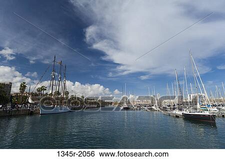 Spain, Barcelona, Harbor View Large Photo Image Stock Photograph - Spain, Barcelona, Harbor. Fotosearch