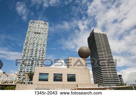 Spain, Barcelona, La Barceloneta, Olympic Harbour, Hotel Arts and Mapfre Tower View Large Photo Image Stock Image - Spain, Barcelona, La Barceloneta, Olympic Harbour, Hotel Arts and Mapfre Tower. Fotosearch