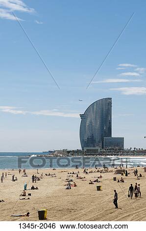 Spain, Barcelona, La Barceloneta, W Hotel View Large Photo Image Stock Photograph - Spain, Barcelona, La Barceloneta, W Hotel. Fotosearch