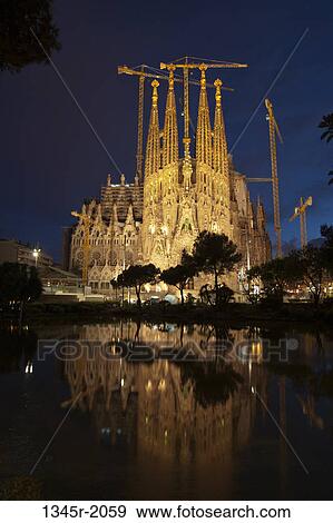Spain, Barcelona, Sagrada Familia at dusk View Large Photo Image Stock Photo - Spain, Barcelona, Sagrada Familia at dusk. Fotosearch