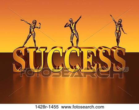 Three Golden Statues on top of Success Block Letters View Large Photo Image Stock Photography - Three Golden Statues on top of Success Block Letters. Fotosearch
