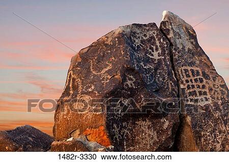 Stock Image - USA, Arizona, Painted Rocks Petroglyph Site, Gila Bend. Fotosearch