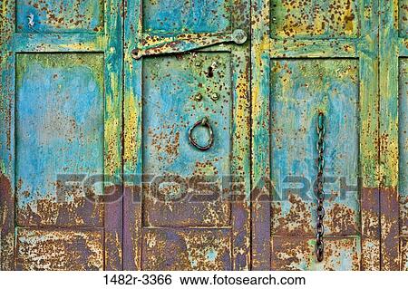 Stock Photograph - USA, California, Chinese Camp, Close-up of rusty door. Fotosearch