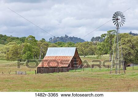 USA, California, Chinese Camp, Old Don Pedro Road, Landscape with windmill and farm View Large Photo Image Stock Photography - USA, California, Chinese Camp, Old Don Pedro Road, Landscape with windmill and farm. Fotosearch