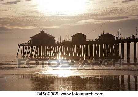 USA, California, Huntington Beach Pier View Large Photo Image Stock Photography - USA, California, Huntington Beach Pier. Fotosearch