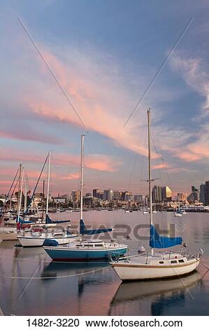 USA, California, San Diego, Sailboats in harbor at sunset View Large Photo Image Stock Image - USA, California, San Diego, Sailboats in harbor at sunset. Fotosearch