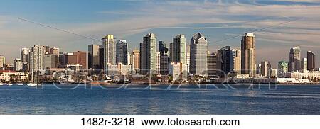Stock Photo - USA, California, San Diego, San Diego skyline from Harbor Island. Fotosearch