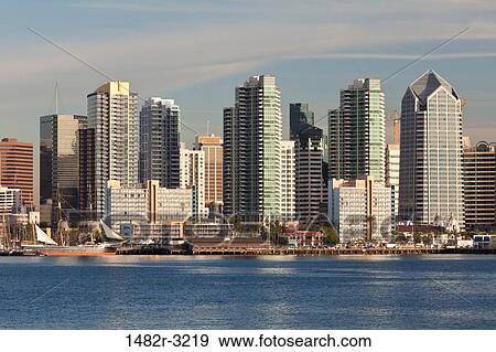 Stock Photo - USA, California, San Diego, San Diego skyline from Harbor Island. Fotosearch