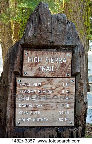 USA, California, Sequoia National Park, Close-up of Trail sign View Large Photo Image Stock Photo - USA, California, Sequoia National Park, Close-up of Trail sign. Fotosearch