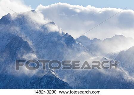 Stock Image - USA, California, Sierra Mountains from Alabama Hills, near Lone Pine. Fotosearch