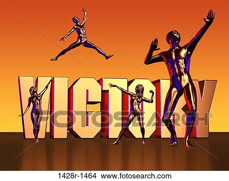 Victory gold block lettering with four gold figures View Large Photo Image Picture - Victory gold block lettering with four gold figures. Fotosearch