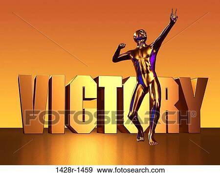 Victory gold block lettering with one gold figure View Large Photo Image Stock Photo - Victory gold block lettering with one gold figure. Fotosearch