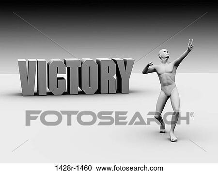 Victory white block lettering with white figure View Large Photo Image Stock Image - Victory white block lettering with white figure. Fotosearch