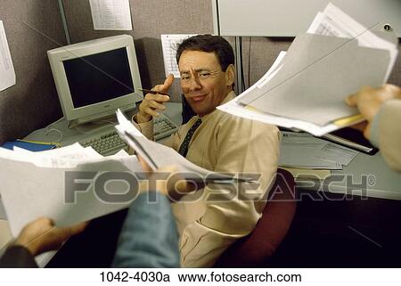 desk, paperwork, computer, stress, equipment, business View Large Photo Image Stock Image - desk, paperwork, computer, stress, equipment, business. Fotosearch