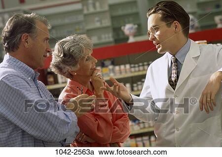 Stock Image - group, talking, discussion, conversation, health, medicine, advice. Fotosearch