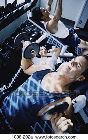 Stock Image - men, people, health, sports, exercise, club, weight. Fotosearch