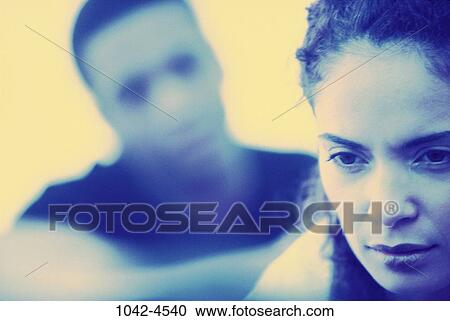 Stock Image - multiethnic, people, anger, couple, argument, depression. Fotosearch