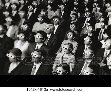 Stock Image - multiethnic, people, eyeglasses, theater, arts, entertainment, view. Fotosearch