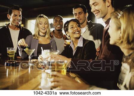 multiethnic, people, smiling, drinking, laughing, bar View Large Photo Image Stock Image - multiethnic, people, smiling, drinking, laughing, bar. Fotosearch