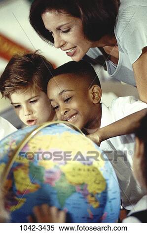 multiethnic, world, globe, teacher, excited, school, classroom View Large Photo Image Stock Photography - multiethnic, world, globe, teacher, excited, school, classroom. Fotosearch