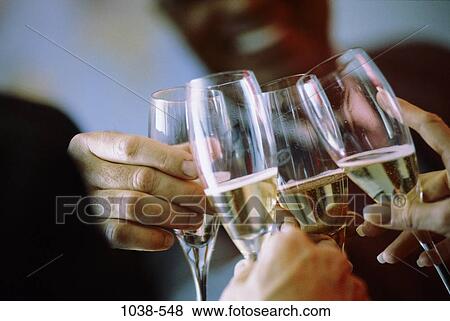 Stock Photo - party, glasses, celebration, toasting, champagne, business. Fotosearch