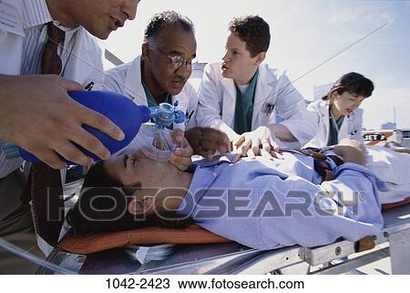 Stock Image - patient, health, emergency, medical, doctors, resuscitate. Fotosearch