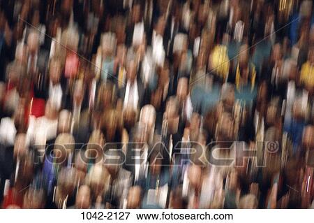 Stock Photo - people, blur, motion, crowds, uniform, unidentifiable, Crowd observers. Fotosearch
