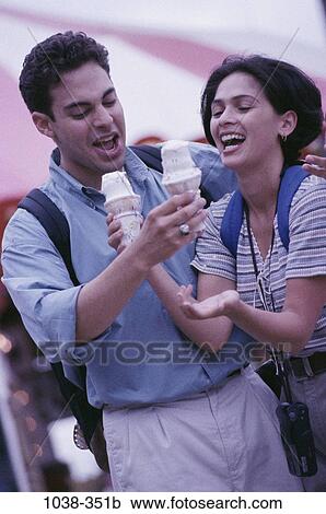 people, eating, couple, Hispanic, ice cream, laughing View Large Photo Image Stock Image - people, eating, couple, Hispanic, ice cream, laughing. Fotosearch