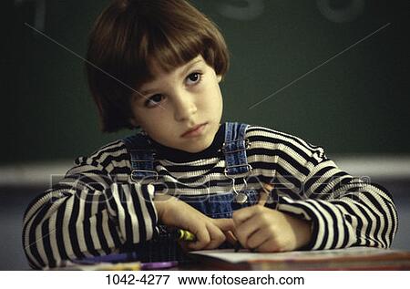 Stock Photo - people, school, coloring, boy, child, draw, education. Fotosearch