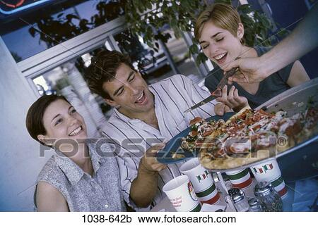 people, smiling, pizza, laughing, cafe, outdoors View Large Photo Image Stock Image - people, smiling, pizza, laughing, cafe, outdoors. Fotosearch