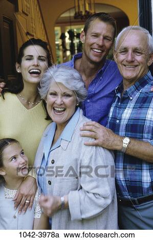 Stock Image - people, three, family, generations, portrait, grandparents. Fotosearch