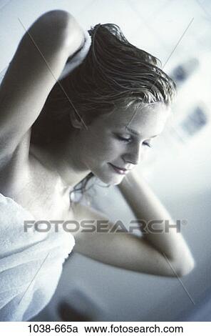 people, woman, hair, towel, bath, beauty View Large Photo Image Stock Image - people, woman, hair, towel, bath, beauty. Fotosearch