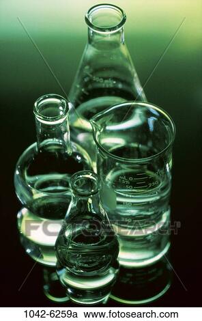 Stock Image - research, medicine, laboratory, medical, flasks, beakers, Industry research still lifes. Fotosearch