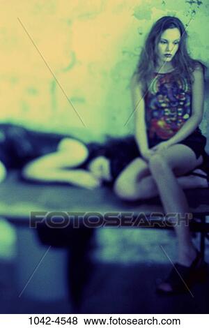 Stock Photo - women, people, despair, isolation, outdoors, defeat. Fotosearch