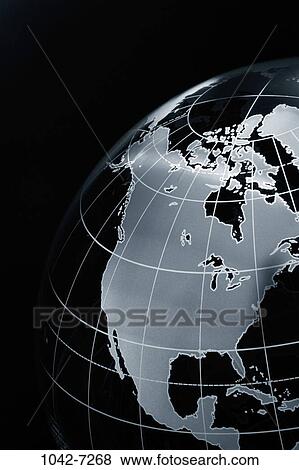 Stock Photo - Canada, globe, Caribbean, map, south, north, states. Fotosearch