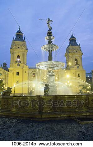 Stock Image - Cathedral, Plaza de Armas, Lima, Peru. Fotosearch