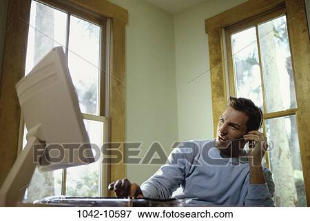 desk, telephone, talking, computer, business View Large Photo Image Stock Photo - desk, telephone, talking, computer, business. Fotosearch