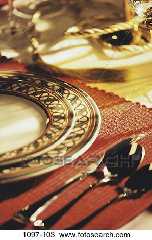 formal, table, knife, plates, food, still life, detail View Large Photo Image Stock Image - formal, table, knife, plates, food, still life, detail. Fotosearch
