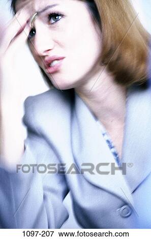 headache, woman, individual, stress, anxious, business, Middle-aged View Large Photo Image Stock Photo - headache, woman, individual, stress, anxious, business, Middle-aged. Fotosearch