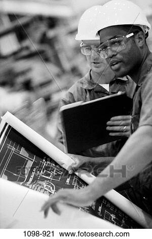 Stock Image - industry, construction, blueprint, concepts, teamwork, planning, Occupations construction. Fotosearch