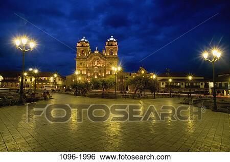 Stock Photograph - La Compania Church, Plaza de Armas, Cuzco, Peru. Fotosearch