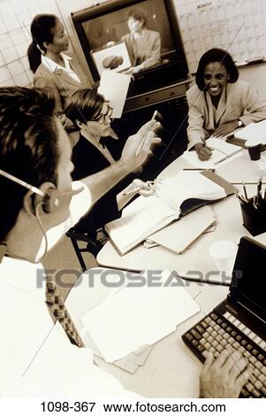 meeting, group, multiethnic, blur, headset, laptop, motion View Large Photo Image Stock Photo - meeting, group, multiethnic, blur, headset, laptop, motion. Fotosearch